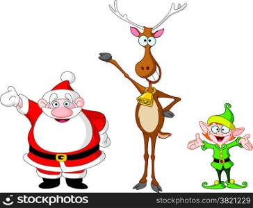 Very cute Santa Claus, Rudolph and elf