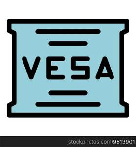 Vesa metal icon outline vector. Tv mount. Monitor control color flat. Vesa metal icon vector flat