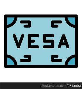 Vesa wall mount icon outline vector. Tv bracket. Display control color flat. Vesa wall mount icon vector flat