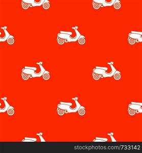 Vespa scooter pattern repeat seamless in orange color for any design. Vector geometric illustration. Vespa scooter pattern seamless