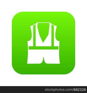 Vest icon digital green for any design isolated on white vector illustration. Vest icon digital green