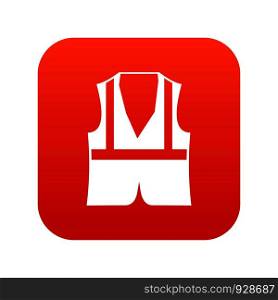 Vest icon digital red for any design isolated on white vector illustration. Vest icon digital red