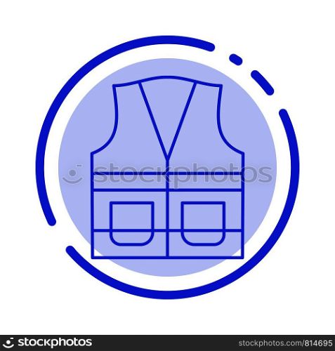 Vest, Jacket, Labour, Construction, Repair Blue Dotted Line Line Icon