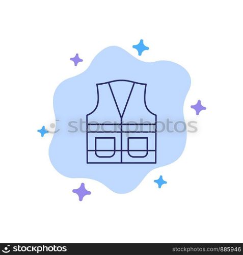 Vest, Jacket, Labour, Construction, Repair Blue Icon on Abstract Cloud Background