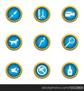 Vet deal icons set. Flat set of 9 vet deal vector icons for web isolated on white background. Vet deal icons set, flat style
