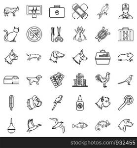 Vet icons set. Outline style of 36 vet vector icons for web isolated on white background. Vet icons set, outline style