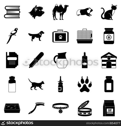 Vet icons set. Simple set of 25 vet vector icons for web isolated on white background. Vet icons set, simple style