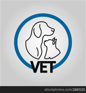 Vet logo design with gods and cats head silhouettes. Vector illustration. Vet logo design