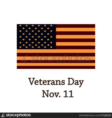 Veterans day background. Inscription in flag colors. Veterans day background