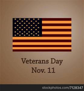 Veterans day background. Inscription in flag colors. Veterans day background