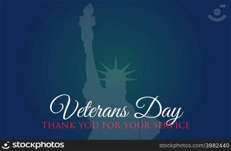 Veterans Day celebration illustration. Liberty statue on HD background banner. Remember and honor. Vector illustration. Veterans Day celebration illustration. Liberty statue on HD background banner. Remember and honor.