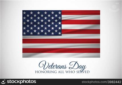 Veterans Day celebration illustration. US flag on HD background banner. Remember and honor. Vector illustration. Veterans Day celebration illustration. US flag on HD background banner. Remember and honor.