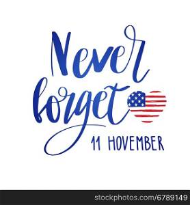 Veterans day typographic emblem. 11 november logo. Vector illustration. Design for postcard, flyer, poster, banner or t-shirt.