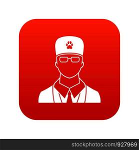Veterinarian icon digital red for any design isolated on white vector illustration. Veterinarian icon digital red