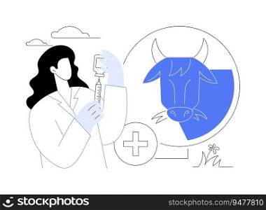 Veterinary drugs abstract concept vector illustration. Farmer giving antibiotics for livestock, animals health care, agribusiness industry, agricultural input sector abstract metaphor.. Veterinary drugs abstract concept vector illustration.