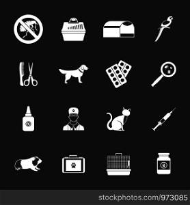 Veterinary icons set vector white isolated on grey background . Veterinary icons set grey vector