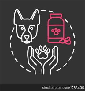 Veterinary oncology chalk RGB color chalk RGB color concept icon. Pharmacy for animals. Pet treatment. Animals healthcare idea. Vector isolated chalkboard illustration on black background