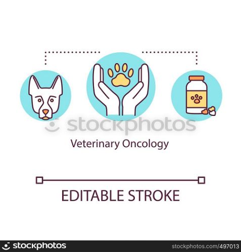 Veterinary oncology concept icon. Cancer treatment idea thin line illustration. Animals illness diagnostic. Skin tumors. Veterinary medicine. Vector isolated outline RGB color drawing. Editable stroke