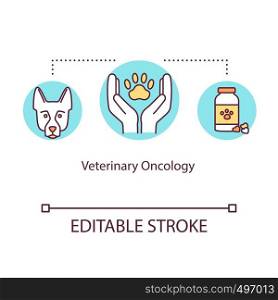 Veterinary oncology concept icon. Cancer treatment idea thin line illustration. Animals illness diagnostic. Skin tumors. Veterinary medicine. Vector isolated outline RGB color drawing. Editable stroke