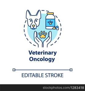 Veterinary oncology concept icon. Pharmacy for animals. Pet treatment. Animals healthcare idea thin line illustration. Vector isolated outline RGB color drawing. Editable stroke