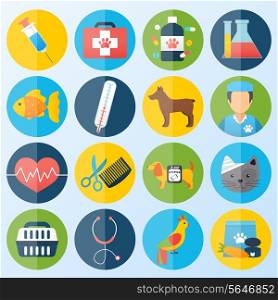 Veterinary pet health care animal medicine icons set isolated vector illustration