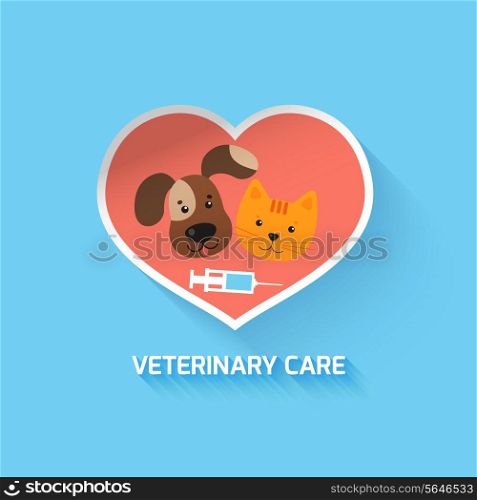 Veterinary pet health care heart symbol vector illustration