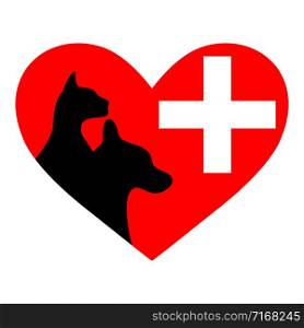Veterinary symbol with a picture of a cat and dog