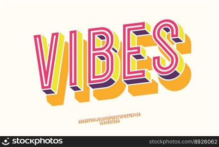 Vibes font 3d bold color style vector image