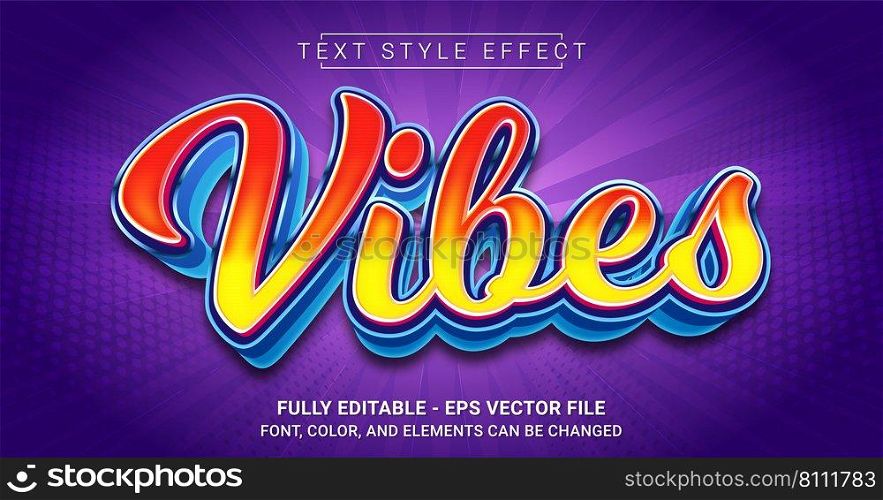 Vibes Text Style Effect. Editable Graphic Text Template.
