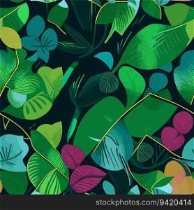Vibrant Botanical Delight  Colorful Bright Green Plant Pattern for a Refreshing Design