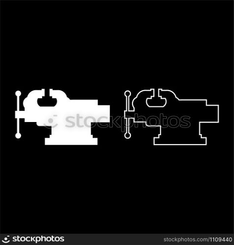 Vice Jaw vise Repair clamp tool icon outline set white color vector illustration flat style simple image