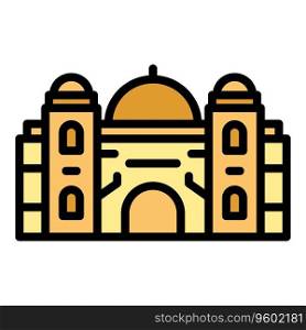 Victoria temple icon outline vector. City skyline. Indian architecture color flat. Victoria temple icon vector flat