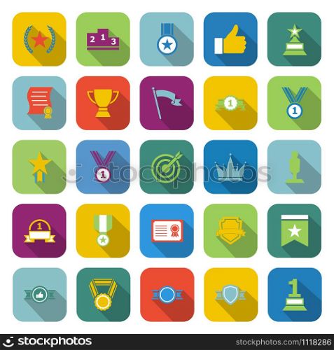 Victory color icons with long shadow, stock vector