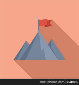 Victory flag on mountain icon flat vector. Top business. Target peak. Victory flag on mountain icon flat vector. Top business