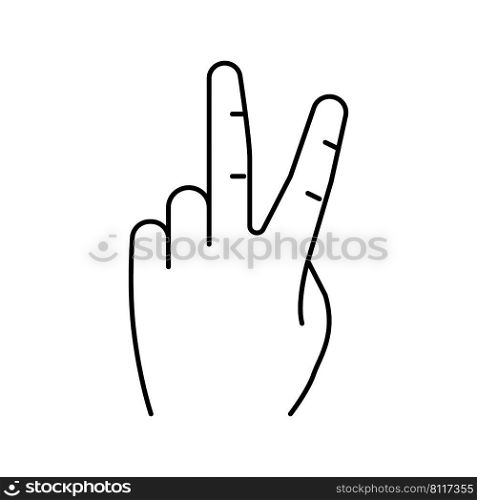 victory hand gesture line icon vector. victory hand gesture sign. isolated contour symbol black illustration. victory hand gesture line icon vector illustration