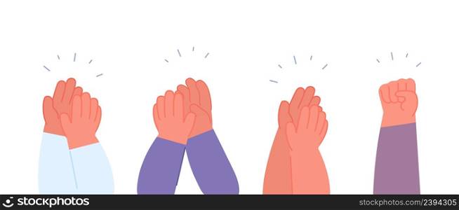 Victory hands. Hand clapping and fist up. Fans or business winners. Basic neutral arm, happy and positive emotions vector concept. Applause and victory concept illustration. Victory hands. Hand clapping and fist up. Fans or business winners. Basic neutral arm, happy and positive emotions vector concept