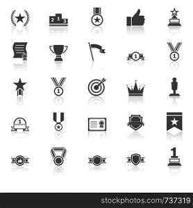Victory icons with reflect on white background, stock vector