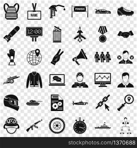 Victory in sport icons set. Simple style of 36 victory in sport vector icons for web for any design. Victory in sport icons set, simple style