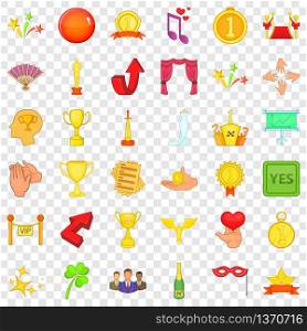 Victory of person icons set. Cartoon style of 36 victory of person vector icons for web for any design. Victory of person icons set, cartoon style