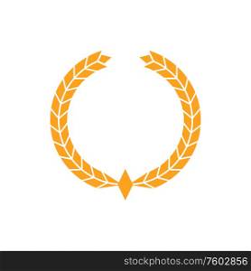 Victory symbol isolated golden laurel wreath. Vector winner award, frame of olive branches. Golden laurel wreath heraldic emblem