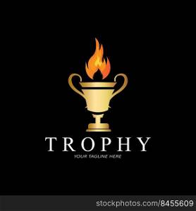 victory trophy logo design, competition award icon vector