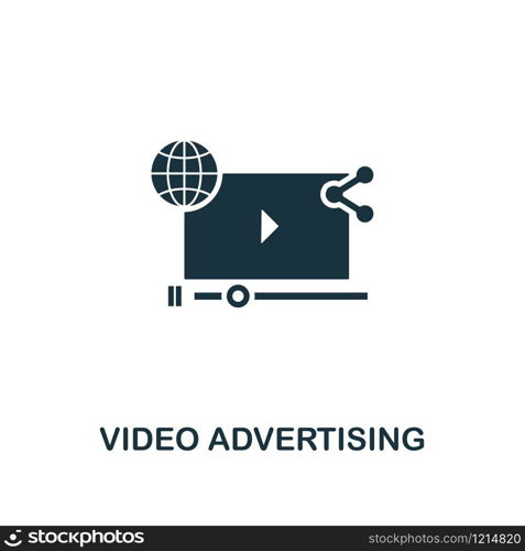 Video Advertising creative icon. Simple element illustration. Video Advertising concept symbol design from online marketing collection. For using in web design, apps, software, print. Video Advertising creative icon. Simple element illustration. Video Advertising concept symbol design from online marketing collection. For using in web design, apps, software, print.
