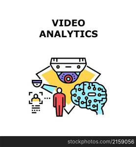 Video analytics marketing. digital business. social online media. computer technology. internet analysis advertising vector concept color illustration. Video analytics icon vector illustration