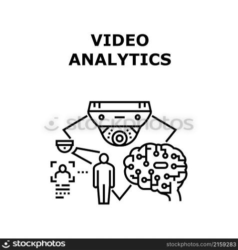 Video analytics marketing. digital business. social online media. computer technology. internet analysis advertising vector concept black illustration. Video analytics icon vector illustration