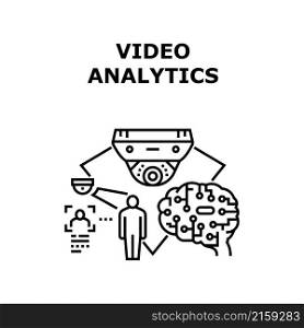 Video analytics marketing. digital business. social online media. computer technology. internet analysis advertising vector concept black illustration. Video analytics icon vector illustration