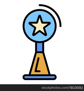 Video blog star cup icon. Outline video blog star cup vector icon color flat isolated on white. Video blog star cup icon color outline vector