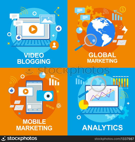 Video Blogging. Global Mobile Marketing Analytics Banner Set. Analysis Result. Social Media Promotion. Mobile Phone Advertising. Internet Market. Blog Post Vlogging. Ecommerce Strategy SEO. Video Blogging Global Mobile Marketing Analytics