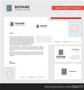 Video Business Letterhead, Envelope and visiting Card Design vector template