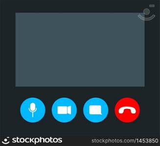 Video call screen template illustration, vector online conference.