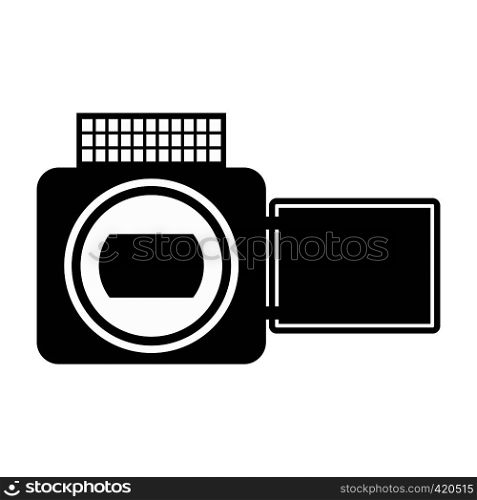 Video camera black simple icon isolated on white background. Video camera black simple icon